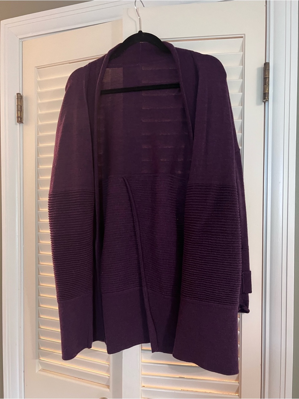 Lululemon Women's Open Front Oversized Ribbed Sleeve Cardigan - Purple